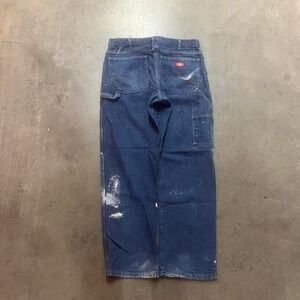 Y2K dickies mens blue carpenter jeans paint‎ splatter workwear 34